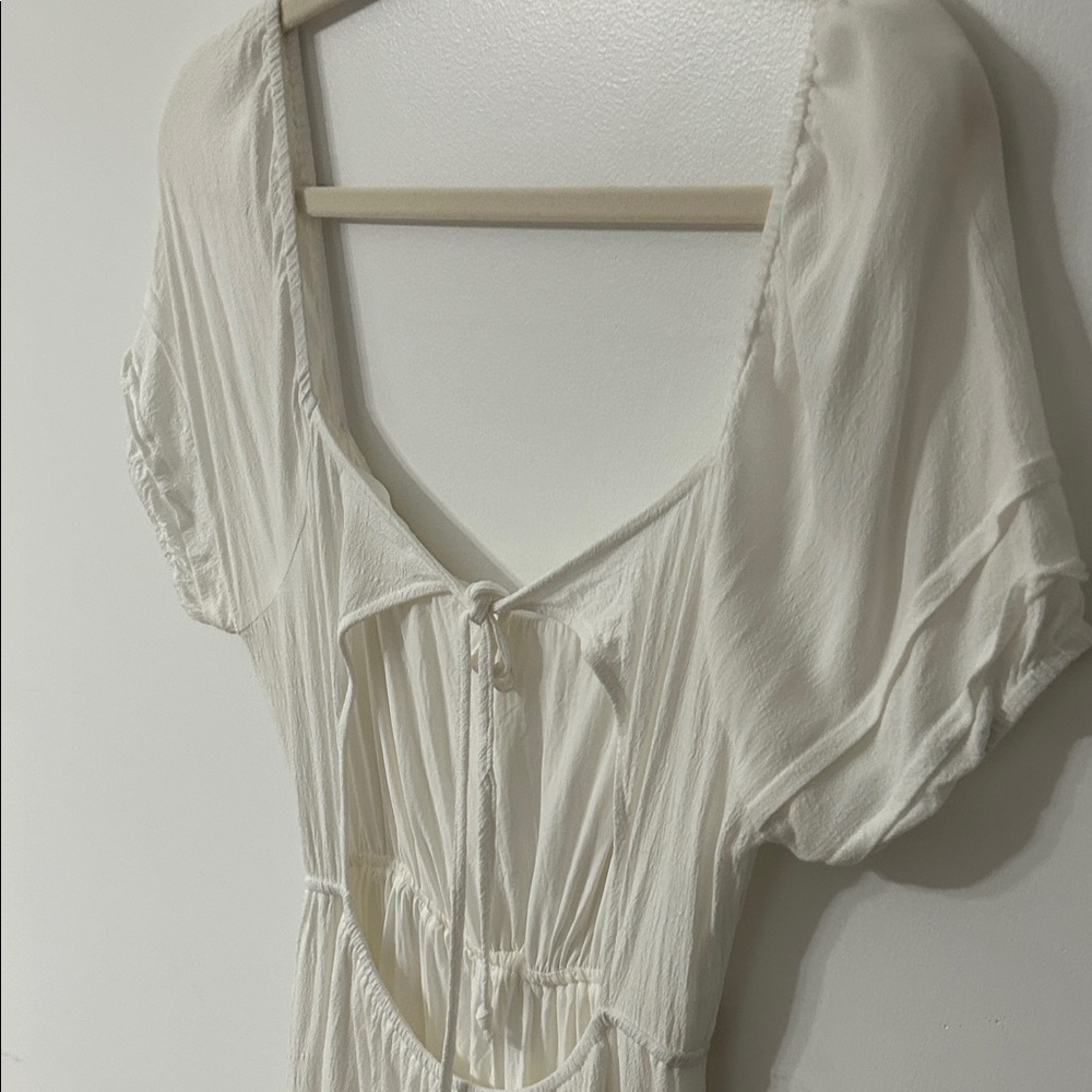Accent the Label Dress Medium White Cottagecore Squared Milkmaid Bridal - Picture 15 of 16